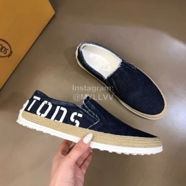 Tods Denim Woven Hemp Rope Casual Loafers For Men 