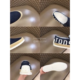 Tods Denim Woven Hemp Rope Casual Loafers For Men 