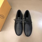 Tods Calf Leather Wool Short Boots For Men Black