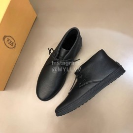Tods Calf Leather Wool Short Boots For Men Black