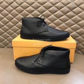 Tods Calf Leather Wool Short Boots For Men Black