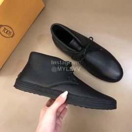 Tods Calf Leather Wool Short Boots For Men Black