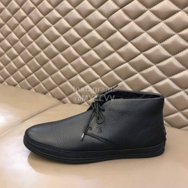 Tods Calf Leather Wool Short Boots For Men Black