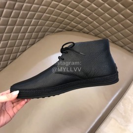 Tods Calf Leather Wool Short Boots For Men Black