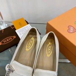 Tods Autumn Winter Patent Leather Shoes For Women White