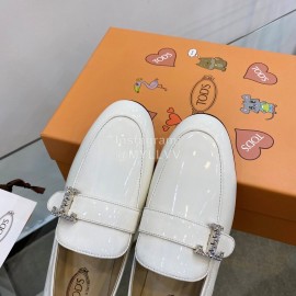 Tods Autumn Winter Patent Leather Shoes For Women White