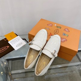 Tods Autumn Winter Patent Leather Shoes For Women White