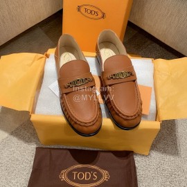 Tods Autumn Retro Calf Leather Shoes For Women Brown
