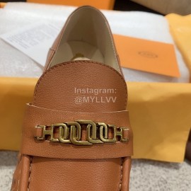 Tods Autumn Retro Calf Leather Shoes For Women Brown