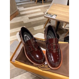 Tods Autumn Winter New Cowhide Muller Shoes For Women Wine Red