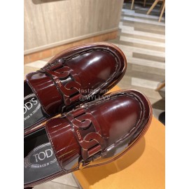Tods Autumn Winter New Cowhide Muller Shoes For Women Wine Red