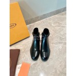 Tods Autumn Winter New Cowhide Short Boots For Women Black