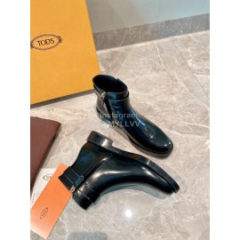 Tods Autumn Winter New Cowhide Short Boots For Women Black