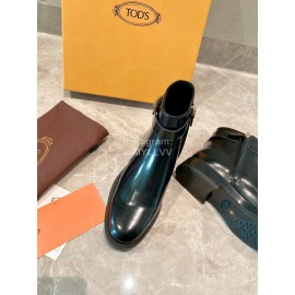 Tods Autumn Winter New Cowhide Short Boots For Women Black