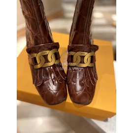 Tods Winter Calf Tassel Retro Boots For Women Brown