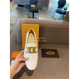 Tods Autumn White Calf Leather Shoes For Women 