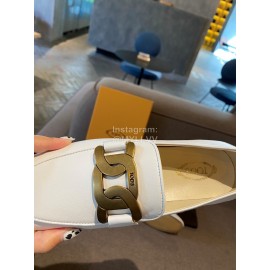 Tods Autumn White Calf Leather Shoes For Women 