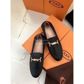 Tods Fashion Litchi Pattern Calf Leather Shoes For Women Black