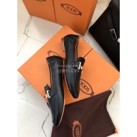 Tods Fashion Litchi Pattern Calf Leather Shoes For Women Black