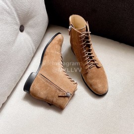 Tods Autumn Winter Velvet Lace Up Short Boots For Women Brown