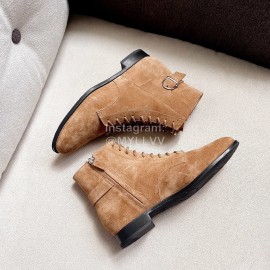 Tods Autumn Winter Velvet Lace Up Short Boots For Women Brown