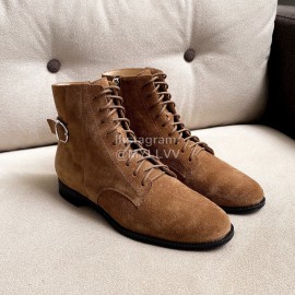 Tods Autumn Winter Velvet Lace Up Short Boots For Women Brown