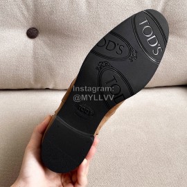 Tods Autumn Winter Velvet Lace Up Short Boots For Women Brown