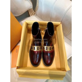 Tods Autumn Winter Calf Short Boots For Women Wine Red