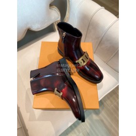 Tods Autumn Winter Calf Short Boots For Women Wine Red