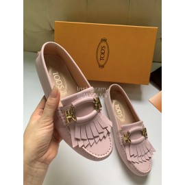 Tods Fashion Calf Leather Tassel Shoes For Women Pink