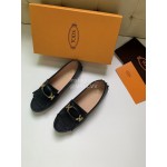 Tods Fashion Calf Leather Tassel Shoes For Women Black