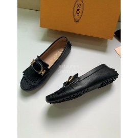 Tods Fashion Calf Leather Tassel Shoes For Women Black