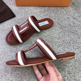 Tods Summer Fashion Flat Heel Slippers For Women Coffee