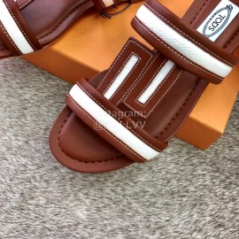 Tods Summer Fashion Flat Heel Slippers For Women Coffee