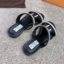 Tods Summer Fashion Flat Heel Slippers For Women Black
