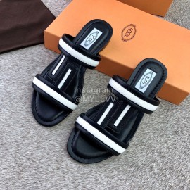 Tods Summer Fashion Flat Heel Slippers For Women Black