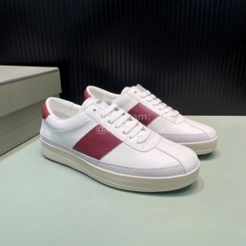 Tom Ford Calf Leather Lace Up Sneakers For Men Wine Red