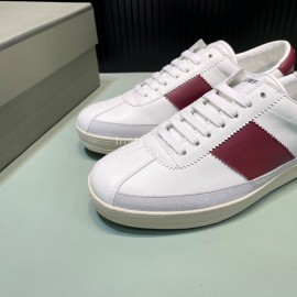 Tom Ford Calf Leather Lace Up Sneakers For Men Wine Red