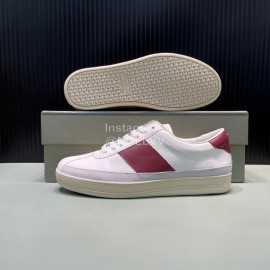 Tom Ford Calf Leather Lace Up Sneakers For Men Wine Red