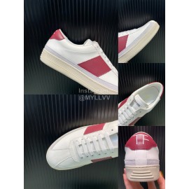 Tom Ford Calf Leather Lace Up Sneakers For Men Wine Red