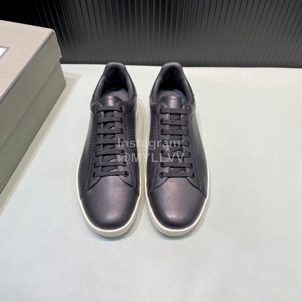 Tom Ford Black Calf Leather Lace Up Sneakers For Men
