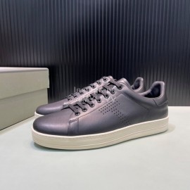 Tom Ford Black Calf Leather Lace Up Sneakers For Men