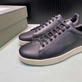 Tom Ford Black Calf Leather Lace Up Sneakers For Men