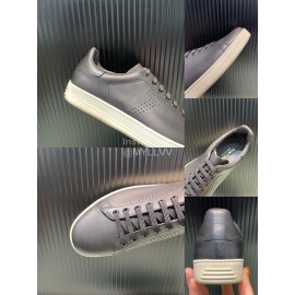 Tom Ford Black Calf Leather Lace Up Sneakers For Men