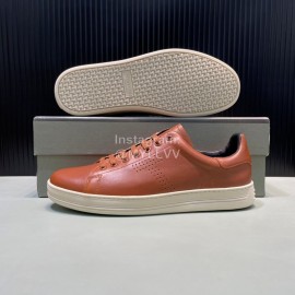 Tom Ford Brown Calf Leather Lace Up Sneakers For Men