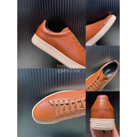 Tom Ford Brown Calf Leather Lace Up Sneakers For Men