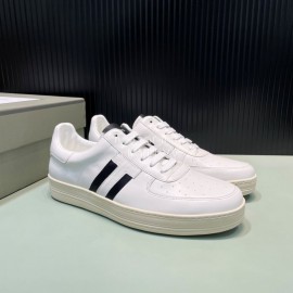 Tom Ford Calf Leather Casual Sneakers For Men White
