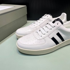 Tom Ford Calf Leather Casual Sneakers For Men White