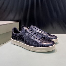 Tom Ford Crocodile Leather Casual Sneakers For Men Navy