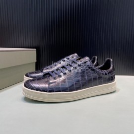 Tom Ford Crocodile Leather Casual Sneakers For Men Navy